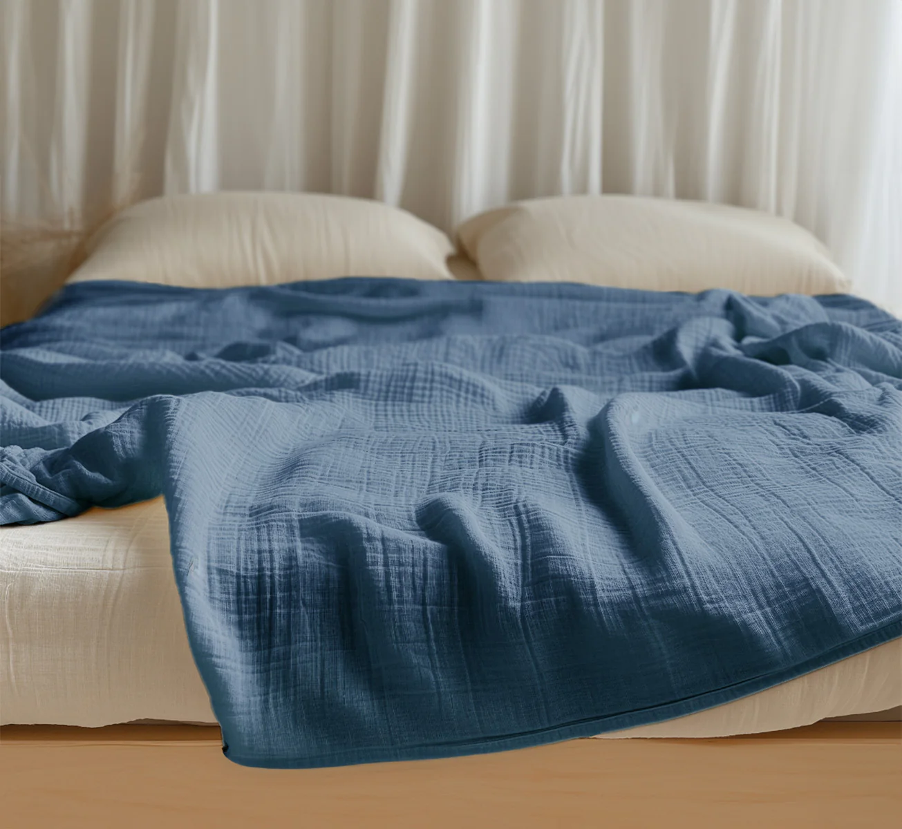 Organic Cotton Crinkled Reversible Muslin Blankets - Image 3