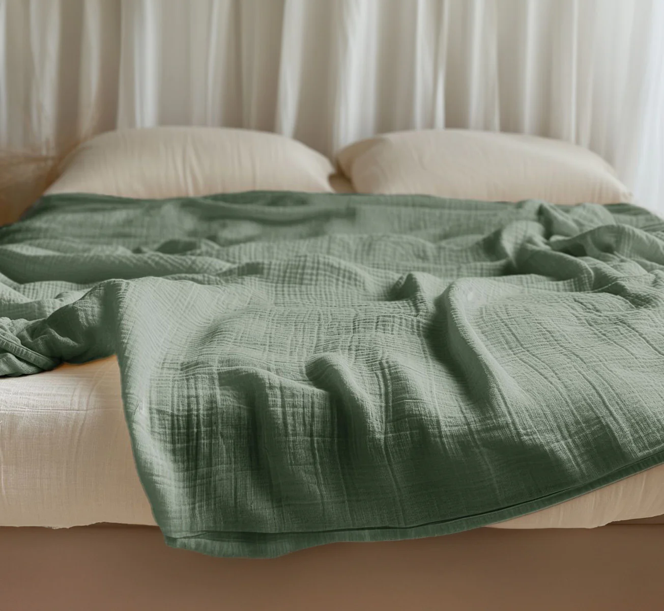 Organic Cotton Crinkled Reversible Muslin Blankets - Image 4